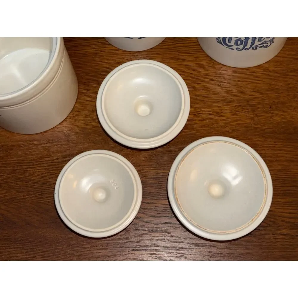Set of 3 Vintage Pfaltzgraff Yorktowne Canisters w/ Lids- Coffee, Tea, Cookies